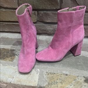 Pink Suede Ankle Boots
